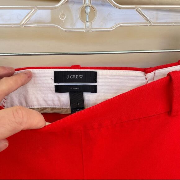 J Crew Minni Crop Pant Bright Red Size 0 - Picture 2 of 9